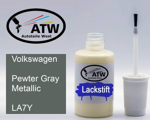 Volkswagen, Pewter Gray Metallic, LA7Y: 20ml Lackstift, von ATW Autoteile West.